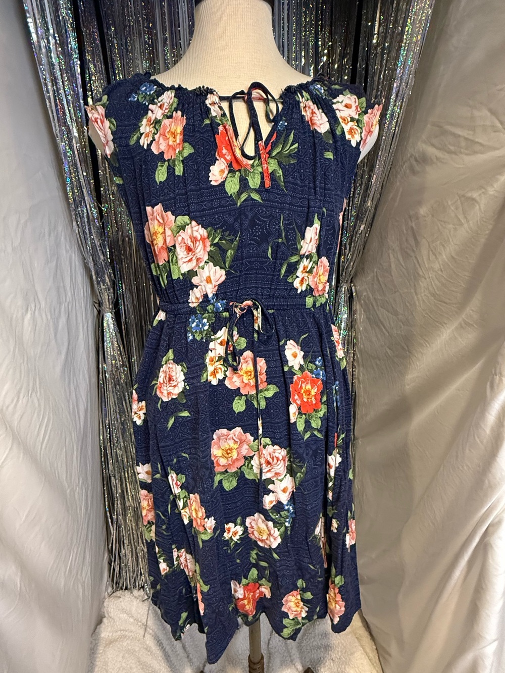 torrid Navy Floral Tie-Waist Midi Dress
